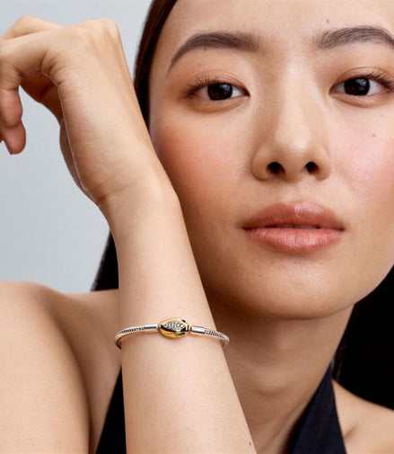 Pandora Moments Snake Clasp And Chain Bracelet Size 19