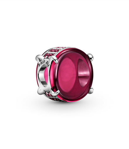 Fuchsia Rose Oval Cabochon Charm