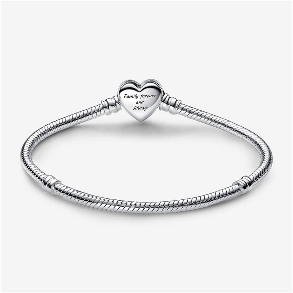 Pandora Moments Sparkling Infinity Heart Clasp Snake Chain Bracelet Size 17