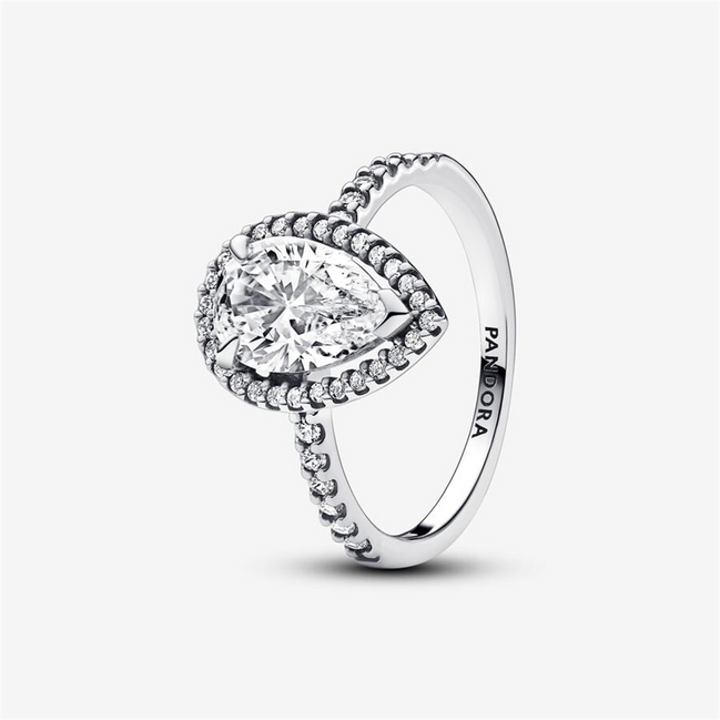 Pandora Timeless Sparkling Pear Halo Ring Size 7