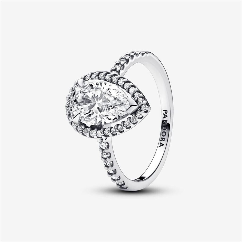 Pandora Timeless Sparkling Pear Halo Ring Size 7