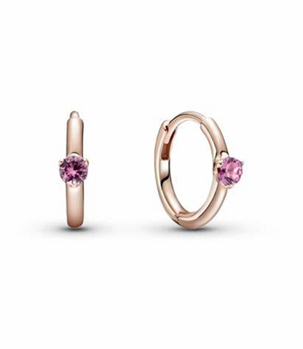 Pandora Moments Pink Solitaire Huggie Hoop Earrings