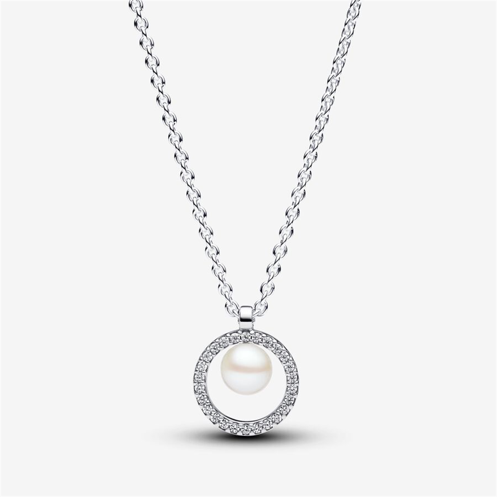 Pandora Timeless Treated Freshwater Cultured Pearl & Pavé Collier Necklace