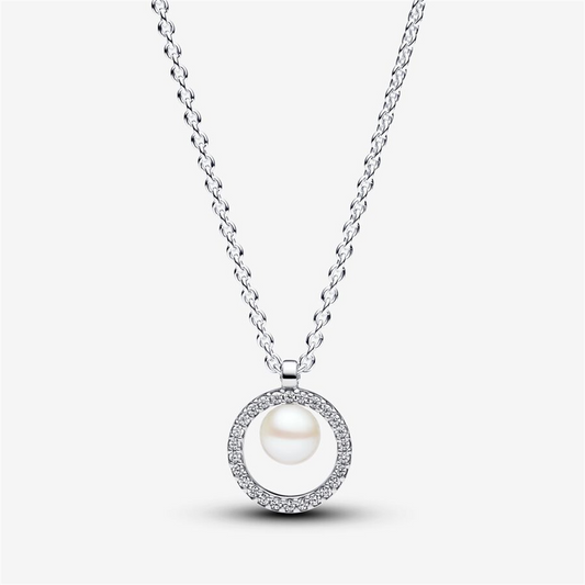 Pandora Timeless Treated Freshwater Cultured Pearl & Pavé Collier Necklace