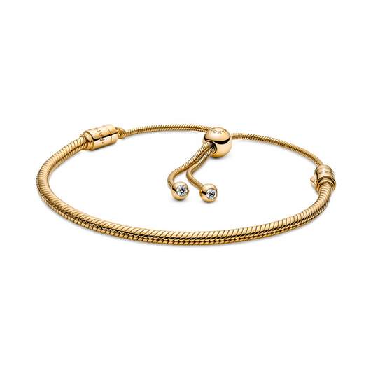 Snake Chain 14K Gold-Plated Bracelet With Clear Cubic Zirconia