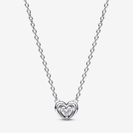 Pandora Moments Radiant Heart & Floating Stone Pendant Collier Necklace 45 cm