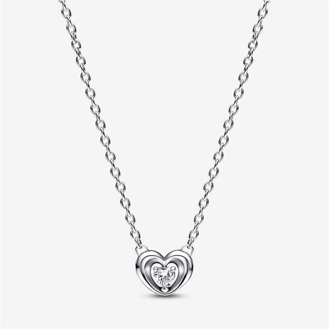 Pandora Moments Radiant Heart & Floating Stone Pendant Collier Necklace 45 cm