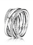 Pandora Timeless Sparkling And Polished Lines Ring Size 8.5