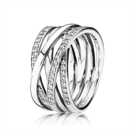 Pandora Timeless Sparkling And Polished Lines Ring Size 5