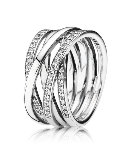 Pandora Timeless Sparkling And Polished Lines Ring Size 8.5