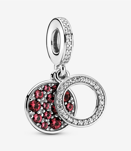 Pandora Moments Sparkling Red Disc Double Dangle Charm