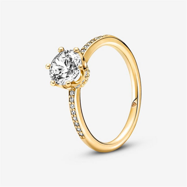 Pandora Timeless Clear Sparkling Crown Solitaire Ring Size 54