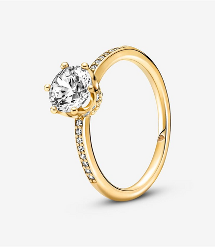 Pandora Timeless Clear Sparkling Crown Solitaire Ring Size 54