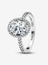 Pandora Timeless Oval Sparkling Halo Statement Ring Size 7
