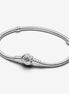 Pandora Moments Rose in Bloom Clasp Snake Chain Bracelet Size 21