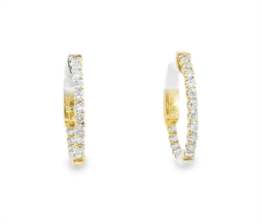 14K Yellow Gold And Diamond Hoop Earrings