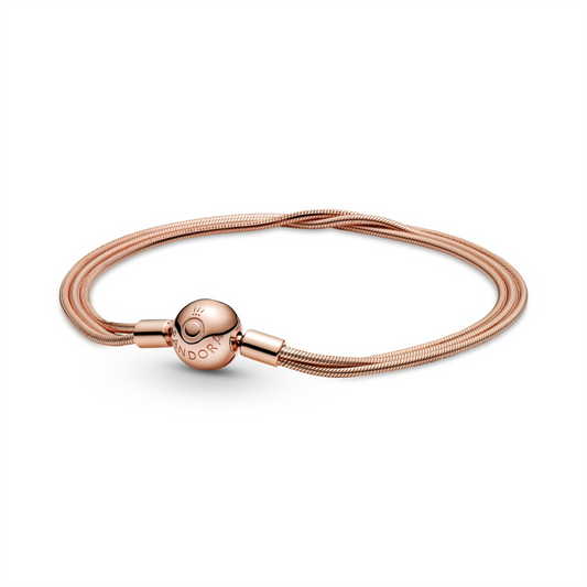 Pandora Moments Rose Multi Snake Chain Bracelet Size 17