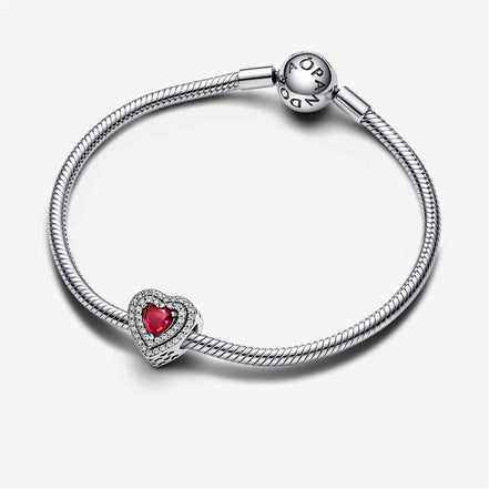 Pandora Timeless  Red Sparkling Levelled Heart Charm