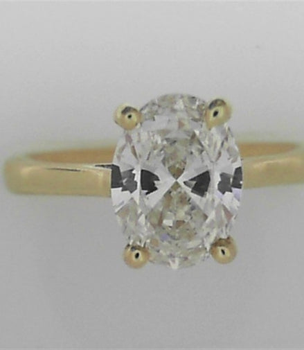 14K Yellow Gold 1.61 CTW Lab Grown Oval Shaped Diamond Engagment Ring