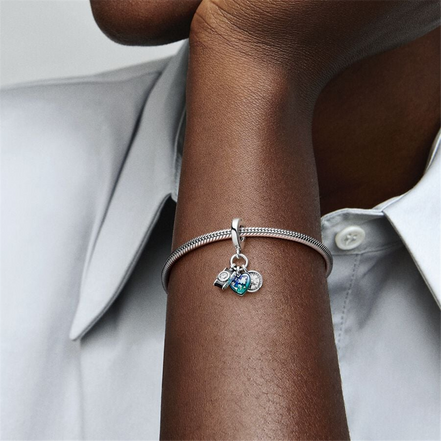 Pandora Moments Camera, Heart & Compass Triple Dangle Charm