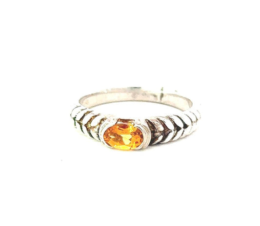 Silver Oval Citrine Ring