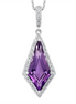 14K White Gold Amethyst And Diamond Kite Shaped Pendant Necklace