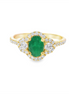 14K Yellow Gold Emerald And Diamond Accented Fashion Ring