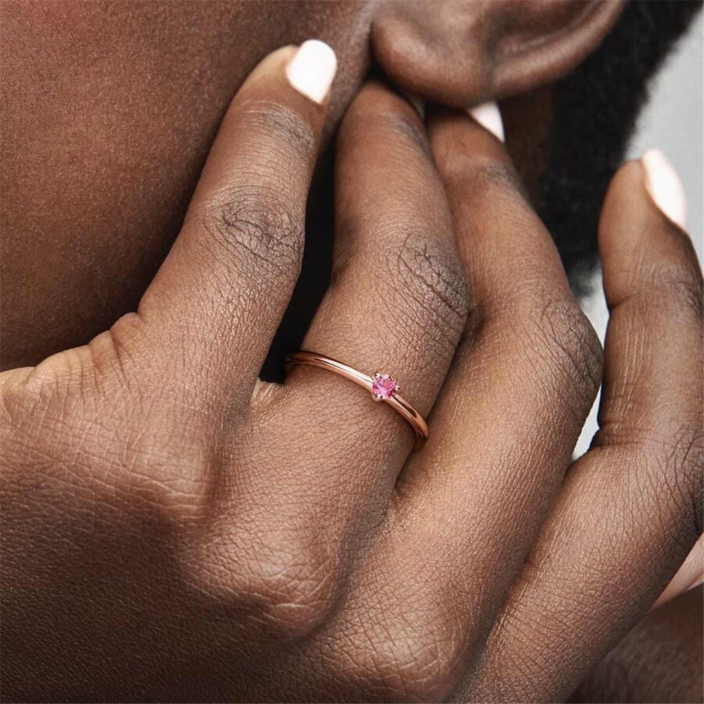 Pandora Timeless Pink Solitaire Ring Size 7.5