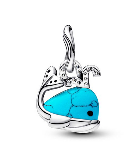 Pandora Moments Turquoise-colored Whale Dangle Charm