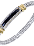 Vahan 14K Gold And Sterling Silver Black Onxy And Diamond 4mm Closed Bracelet