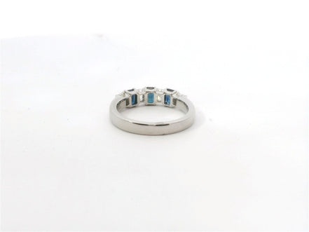 14K White Gold Sapphire and Diamond Fashion Ring