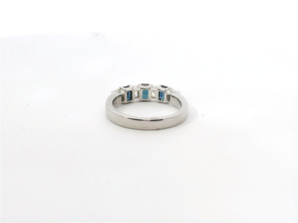 14K White Gold Sapphire and Diamond Fashion Ring