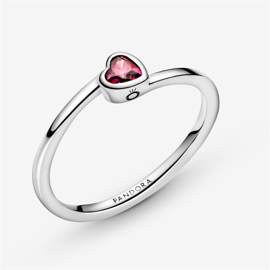 Pandora Moments Red Tilted Heart Solitaire Ring Size 7