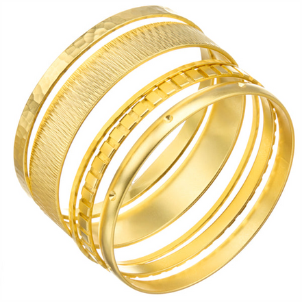 Susan Shaw 24K Triple Gold Plated Laudomia Bangle Set - Set Of 5