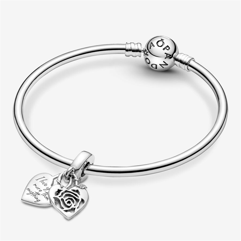 Pandora Moments Rose Heart Padlock Dangle Charm