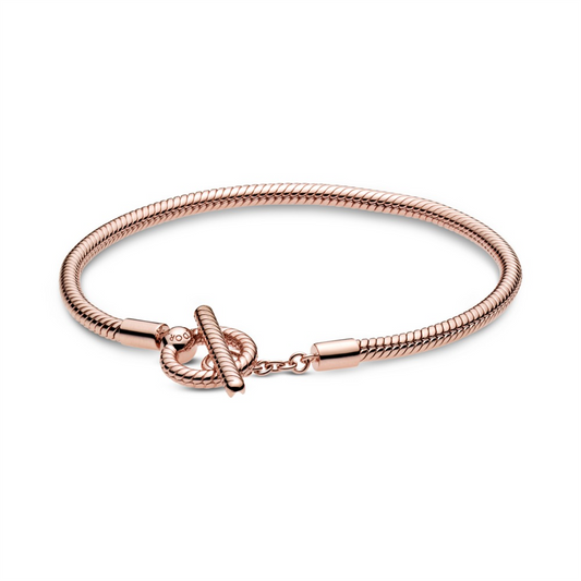 Pandora Moments Rose T-Bar Snake Chain Charm Bracelet Size 20