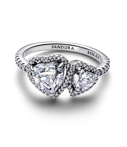 Pandora Sparkling Halo Hearts Ring Size 7.5