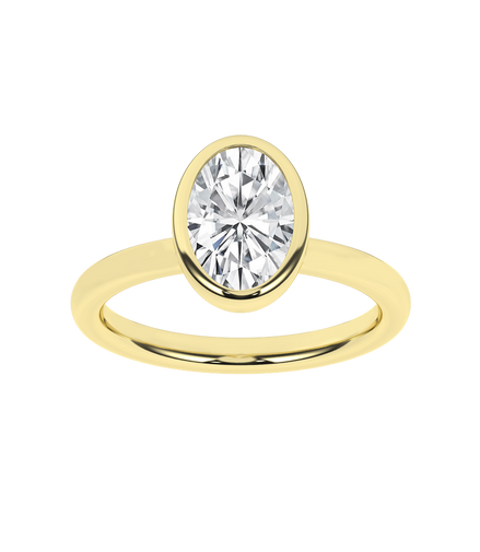 Revelation 14K Yellow Gold 2 CTW Lab Grown Oval Shaped Bezel Set Solitaire Engagement Ring