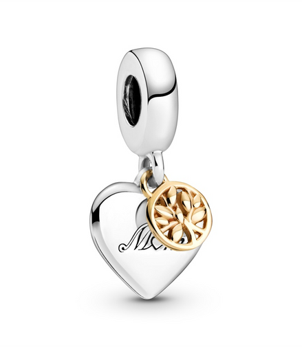 Pandora Two-tone Family Tree And Heart Dangle Charm
