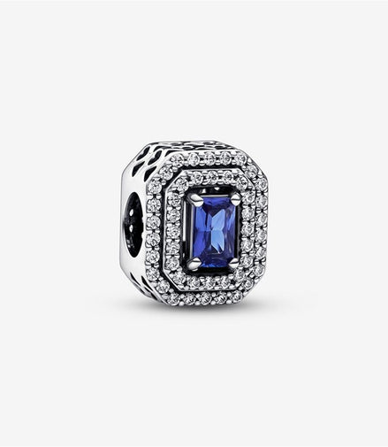 Pandora Timeless Blue Sparkling Leveled Rectangular Charm