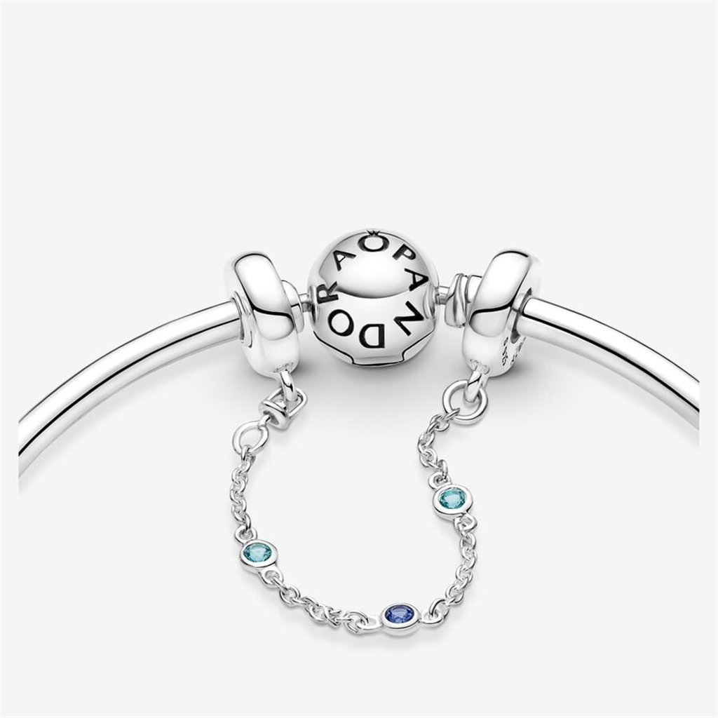 Pandora Moments Triple Blue Stone Safety Chain