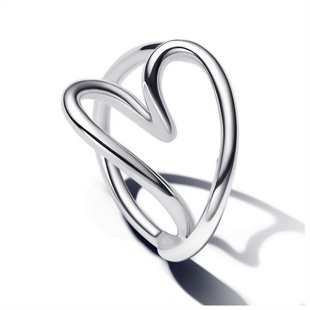Pandora Essence Organicall Heart Shaped Silver Ring Size 7.5