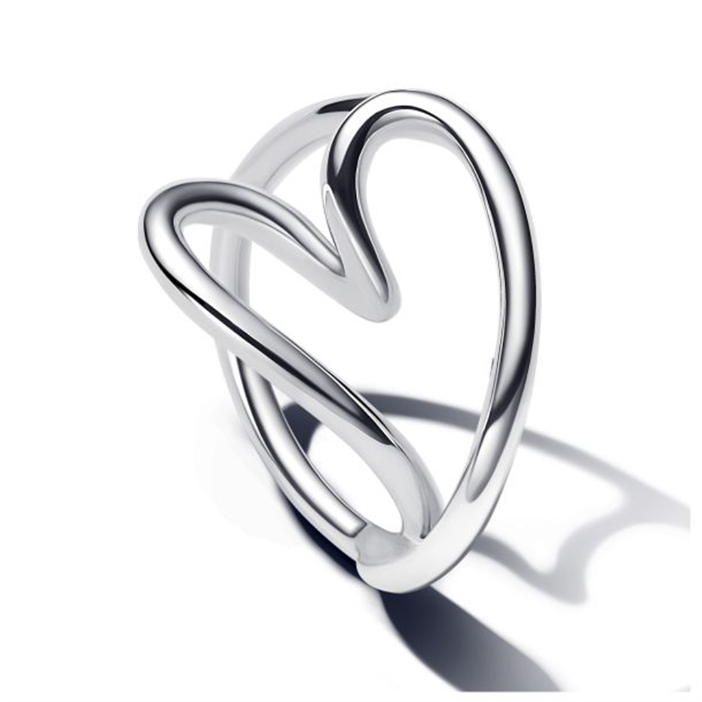 Pandora Essence Organicall Heart Shaped Silver Ring Size 7.5