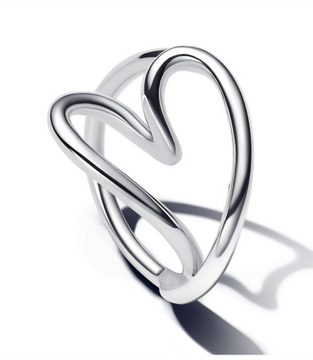 Pandora Essence Organicall Heart Shaped Silver Ring Size 7.5
