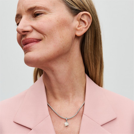 Pandora Moments White Rose in Bloom Double Dangle Charm