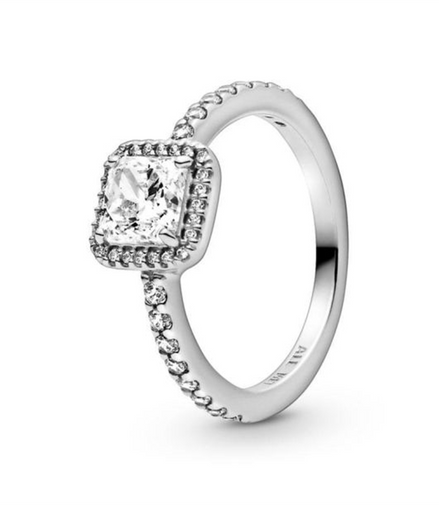 Pandora Square Sparkle Halo Ring Size 8.5