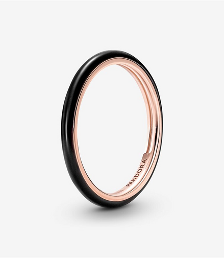 Pandora ME Black Enamel Stackable Ring Size 5