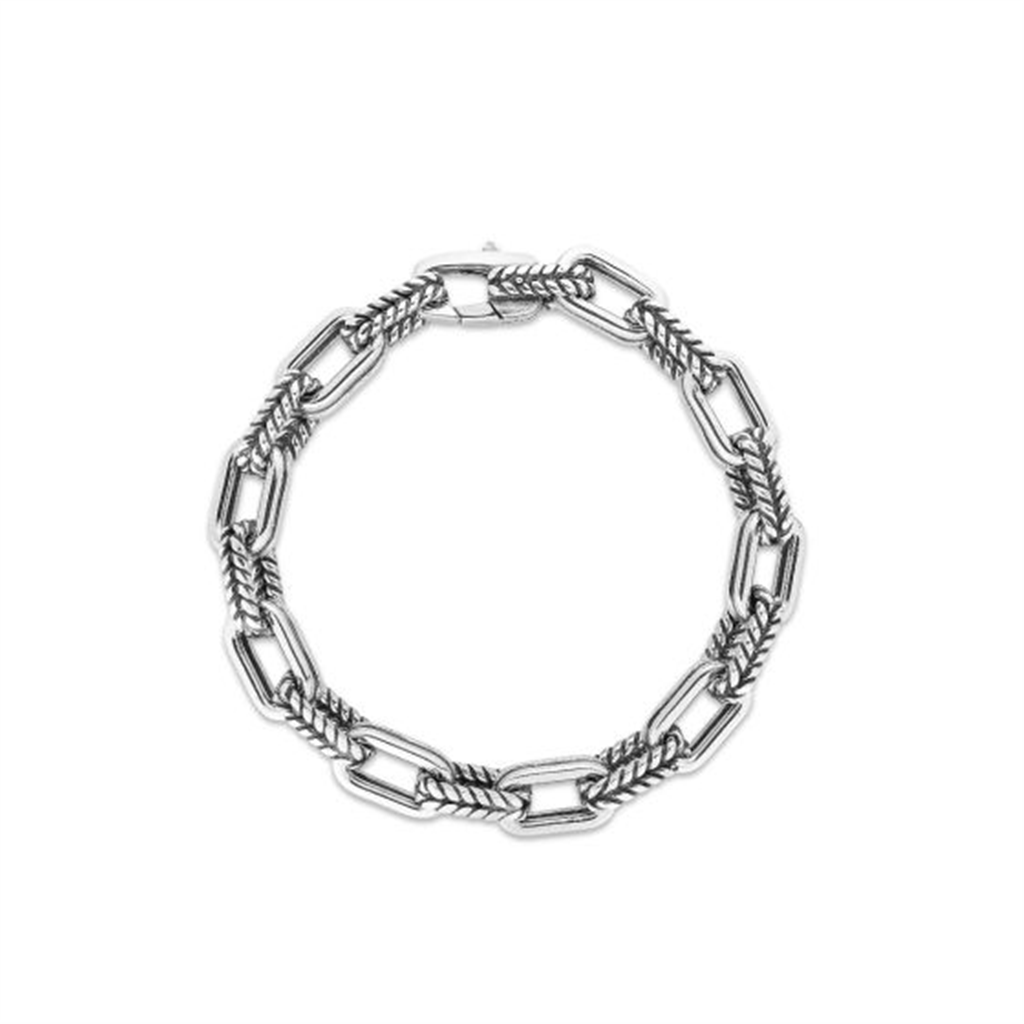Sterling Silver Double Link Paperclip Chain Bracelet With Lobster Clasp 8.75