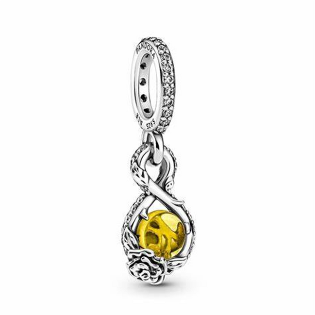 Pandora Disney Belle Infinity & Rose Flower Pendant Charm