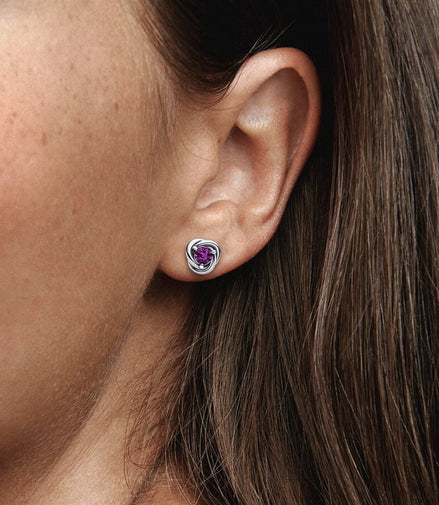 Pandora Moments February Purple Eternity Circle Stud Earrings